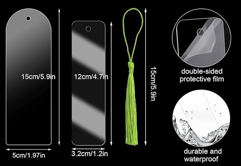 Blank Clear Acrylic Book Page Mark Penta Angel 20Pcs Plastic Craft Transparent Acrylic Page Markers with 20Pcs Small Book Page Marks Tassels for DIY Projects and Graduation Gift Tag (Semicircle) in Kuwait