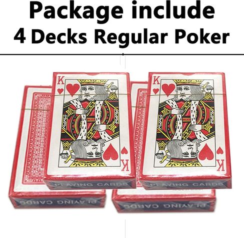 MrCarbon Automatic 4-Deck Card Shuffler, with 4 Batteries ＆ 4 Decks Regular Poker ＆ 32 Poker Chips,Battery Operated Shuffler for Home Party Card Game, Travel, UNO, Poker Cards,Skip-Bo in Kuwait