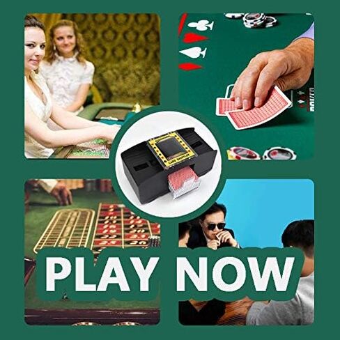 MrCarbon Automatic 4-Deck Card Shuffler, with 4 Batteries ＆ 4 Decks Regular Poker ＆ 32 Poker Chips,Battery Operated Shuffler for Home Party Card Game, Travel, UNO, Poker Cards,Skip-Bo in Kuwait