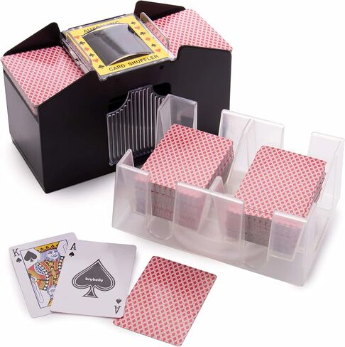 Enhanced Card Game Essentials Bundle - 4 Deck Battery-Operated Automatic Electric Card Shuffler + 12 Decks Standard Index Poker Playing Cards + 6 Deck Rotating Acrylic Card Tray Accessory Set in Saudi Arabia