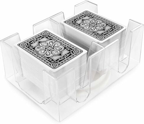 Enhanced Card Game Essentials Bundle - 4 Deck Battery-Operated Automatic Electric Card Shuffler + 12 Decks Standard Index Poker Playing Cards + 6 Deck Rotating Acrylic Card Tray Accessory Set in Saudi Arabia