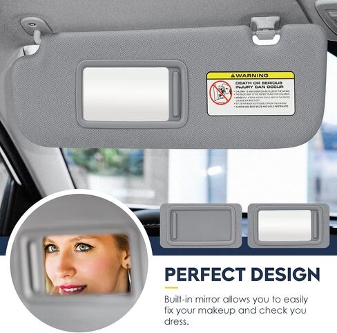 Left Driver Side Sun Visor Without Light Fit for Hyundai Elantra 2011 2012 2013 2014 2015, Replace 852103X000TX Gray in Saudi Arabia