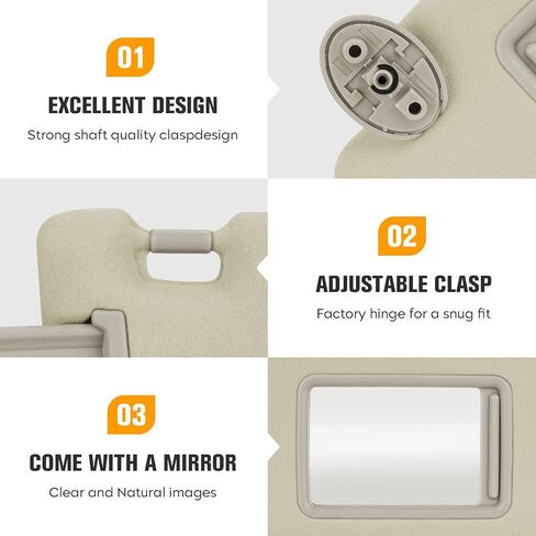 Right Passenger Side Sun Visor for Toyota Tacoma 2005 2006 2007 2008 2009 2010 2011 2012, Replace for 74310-04081-E0, Beige Right side Sun Visor in Saudi Arabia