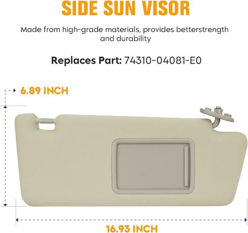 Right Passenger Side Sun Visor for Toyota Tacoma 2005 2006 2007 2008 2009 2010 2011 2012, Replace for 74310-04081-E0, Beige Right side Sun Visor in Saudi Arabia