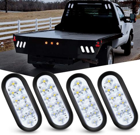 Nilight 4PCS 6" Oval LED Trailer Tail Lights 4PCS 10 LED w/Flush Mount Grommets Plugs Reverse/Back Up Trailer Lights for RV Truck Jeep in Saudi Arabia