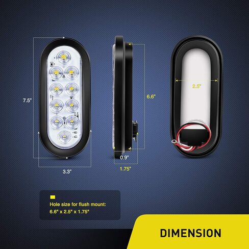 Nilight 4 قطع 6 بوصة بيضاوية LED أضواء خلفية للمقطورة 4 قطع 10 LED مع حلقات تركيب فلوش المقابس عكس/احتياطية أضواء مقطورة لشاحنة RV Jeep in Saudi Arabia