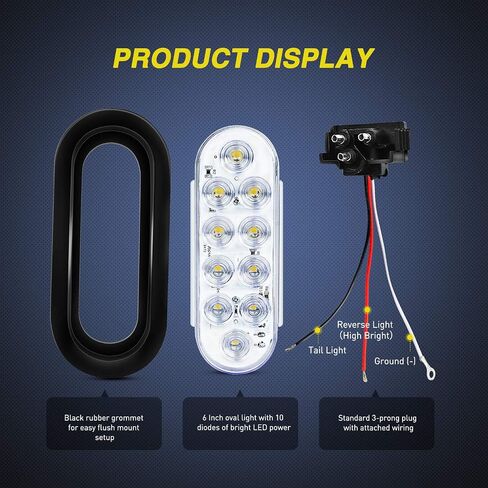 Nilight 4PCS 6" Oval LED Trailer Tail Lights 4PCS 10 LED w/Flush Mount Grommets Plugs Reverse/Back Up Trailer Lights for RV Truck Jeep in Saudi Arabia