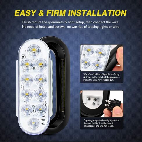 Nilight 4PCS 6" Oval LED Trailer Tail Lights 4PCS 10 LED w/Flush Mount Grommets Plugs Reverse/Back Up Trailer Lights for RV Truck Jeep in Saudi Arabia