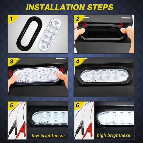 Nilight 4PCS 6" Oval LED Trailer Tail Lights 4PCS 10 LED w/Flush Mount Grommets Plugs Reverse/Back Up Trailer Lights for RV Truck Jeep in Saudi Arabia