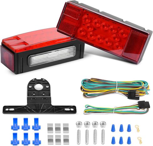 Nilight 2PCS Rectangular LED Trailer Light Kit with Halo Glow Submersible LED Stop Turn Tail Side Marker Clearance License Light for 12V Trailer Boat Camper RV Trucks Snowmobile (TL-40) in Saudi Arabia