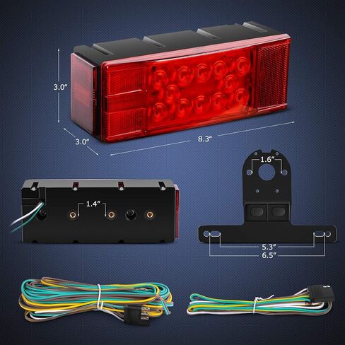 Nilight 2PCS Rectangular LED Trailer Light Kit with Halo Glow Submersible LED Stop Turn Tail Side Marker Clearance License Light for 12V Trailer Boat Camper RV Trucks Snowmobile (TL-40) in Saudi Arabia