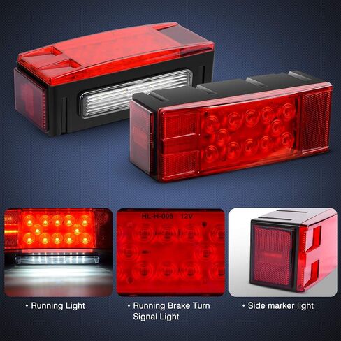 Nilight 2PCS Rectangular LED Trailer Light Kit with Halo Glow Submersible LED Stop Turn Tail Side Marker Clearance License Light for 12V Trailer Boat Camper RV Trucks Snowmobile (TL-40) in Saudi Arabia