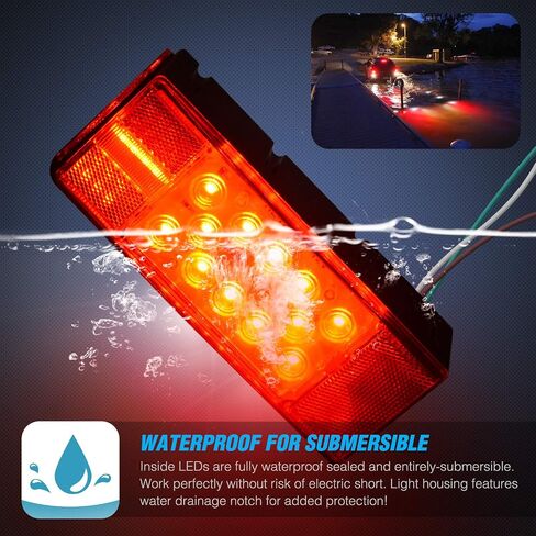 Nilight 2PCS Rectangular LED Trailer Light Kit with Halo Glow Submersible LED Stop Turn Tail Side Marker Clearance License Light for 12V Trailer Boat Camper RV Trucks Snowmobile (TL-40) in Saudi Arabia