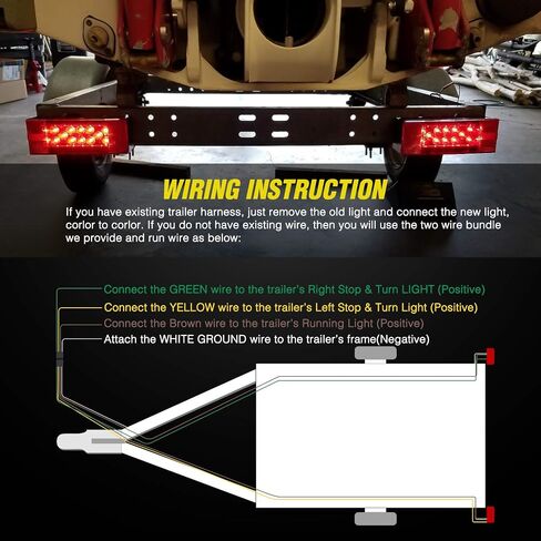 Nilight 2PCS Rectangular LED Trailer Light Kit with Halo Glow Submersible LED Stop Turn Tail Side Marker Clearance License Light for 12V Trailer Boat Camper RV Trucks Snowmobile (TL-40) in Saudi Arabia