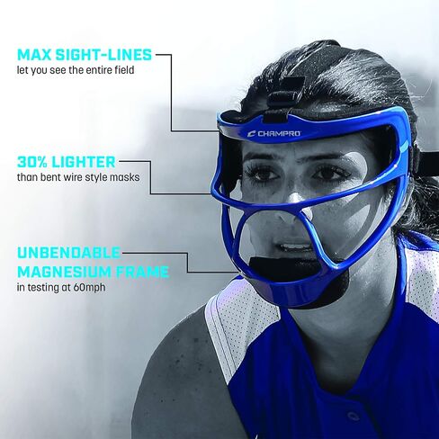 CHAMPRO Rampage Fastpitch Softball Fielder’s Ultra Lightweight Protective Face Mask, Silver, Adult in Saudi Arabia