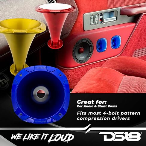 DS18 PRO-HP202/BK 2" Exit Horn Waveguide ABS Plastic Horn - 10.84" Depth - Fits most 4 bolt on Compression Drivers - Longer Driver Horn Exit Throat UV Resistant - Black Color - Single in Saudi Arabia