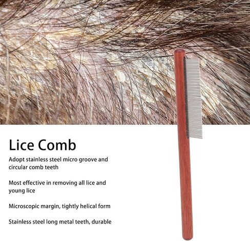 Lice Comb, Nit Comb, Head Lice Comb, Flea Lice Comb for Kids Adults Pets Dog - Stainless Steel, Wooden Handle in Saudi Arabia