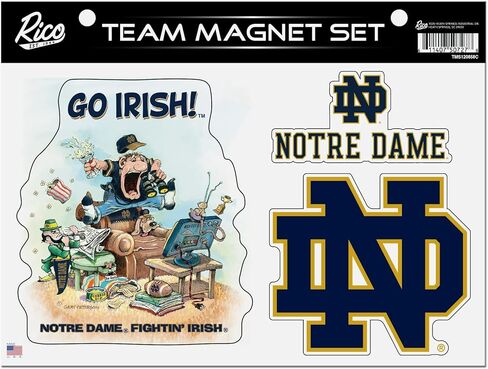 Rico Industries NCAA Notre Dame Fighting Irish - ND Gary Patterson The Fan Team Magnet Set 8.5 x 11 - ديكور المنزل - الثلاجة، المكتب، المطبخ in Kuwait