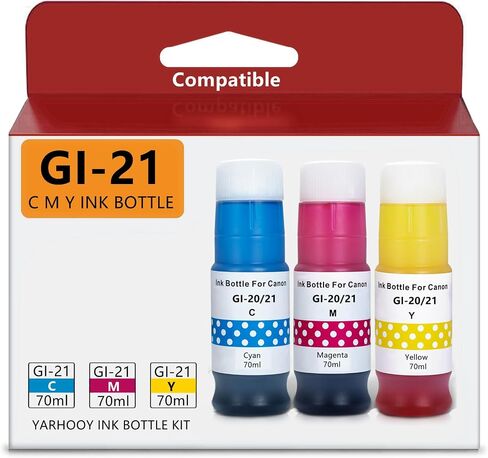 زجاجات حبر GI-21 G3260 G3270 متوافقة مع مجموعة زجاجات إعادة تعبئة الحبر Canon 21 GI-21 GI21، تستخدم لحبر الطابعة Canon MegaTank G3270 G3260 G4270 G2260 G1220 G1230 G2270. in Saudi Arabia