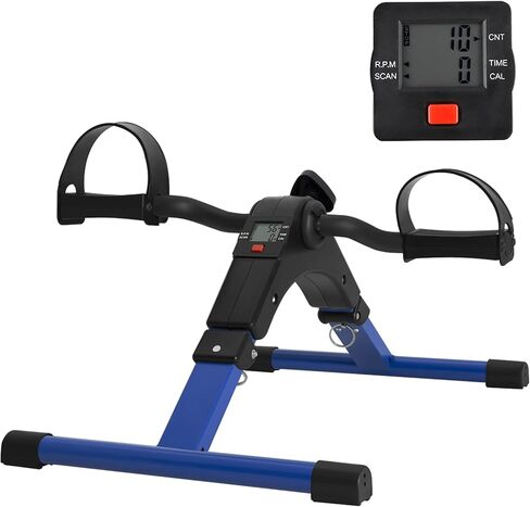 Folding Pedal Exerciser - Mini Exercise Bike Under Desk Bike Pedal Exerciser with LCD Display for Arms and Legs Workout, Portable Desk Bike Peddler Machine for Adults & Seniors in Saudi Arabia