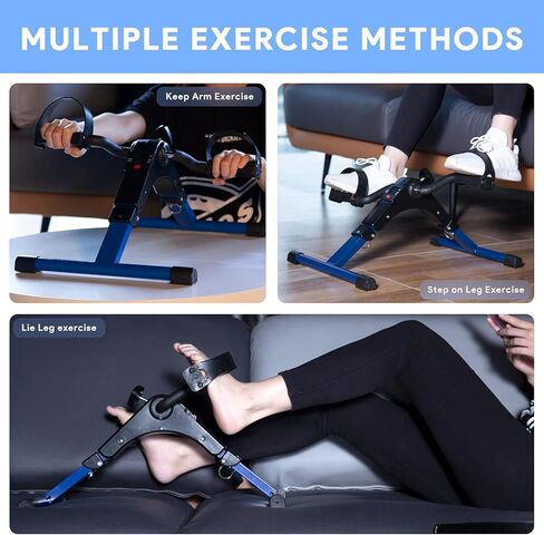 Folding Pedal Exerciser - Mini Exercise Bike Under Desk Bike Pedal Exerciser with LCD Display for Arms and Legs Workout, Portable Desk Bike Peddler Machine for Adults & Seniors in Saudi Arabia
