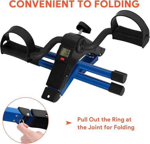 Folding Pedal Exerciser - Mini Exercise Bike Under Desk Bike Pedal Exerciser with LCD Display for Arms and Legs Workout, Portable Desk Bike Peddler Machine for Adults & Seniors in Saudi Arabia