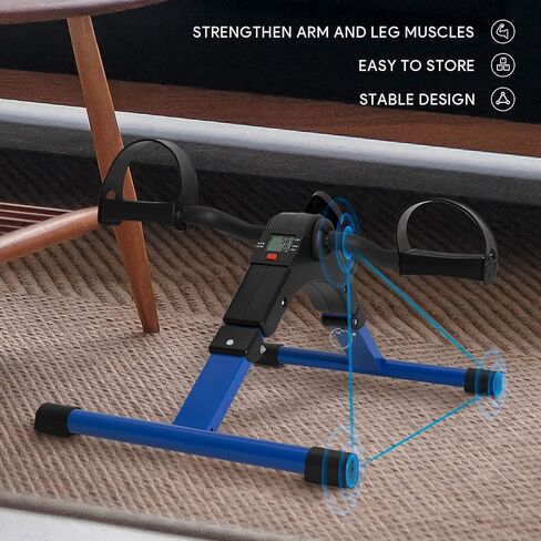 Folding Pedal Exerciser - Mini Exercise Bike Under Desk Bike Pedal Exerciser with LCD Display for Arms and Legs Workout, Portable Desk Bike Peddler Machine for Adults & Seniors in Saudi Arabia