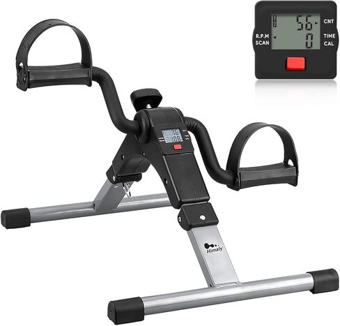 Folding Pedal Exerciser - Mini Exercise Bike Under Desk Bike Pedal Exerciser with LCD Display for Arms and Legs Workout, Portable Desk Bike Peddler Machine for Adults & Seniors in Saudi Arabia