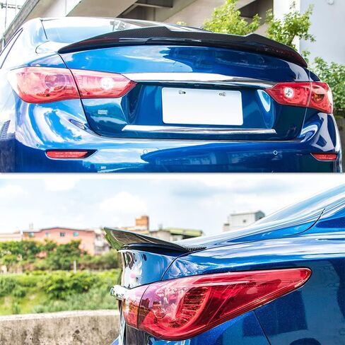 جناح سبويلر لصندوق السيارة من ألياف الكربون الحقيقي من AeroBon متوافق مع سيارة إنفينيتي Q50 Q50S سيدان 2014-2024 (نمط H) in Kuwait