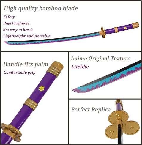 Forgemith Bamboo Anime Cosplay Swords：Roronoa Zoro/Kitetsu/Yama Enma/Trafalgar Law/Kozuki Oden/Edward Newgate,About 40.75/59 Inches,Anime Original Texture,for Role-Playing,Stage Performance and Gift in Saudi Arabia