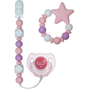 Cute Pink Style Pacifier Clip Bracelet Set with Magnetic Pacifier Reborn Dolls Toy Accessories
