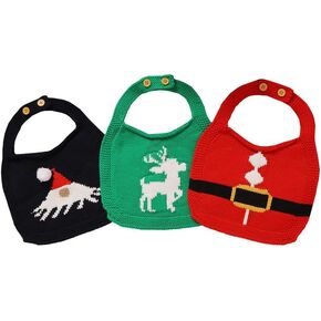 Christmas Baby Bibs 3 Pack Newborn Cotton Adjustable Bandana Teething Drooling Bibs for Unisex Boys Girls