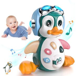 MOONTOY Penguin Musical Crawling Baby Toys with Light & Sound Infant Tummy Time Toys 3 4 5 6 7 8 9 10 11 12 18 Month Developmental Newborn Toddler Sensory Activity Walking Christmas 1st Birthday Gift