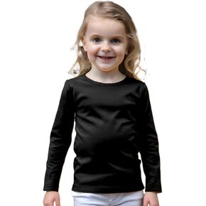 COUVER Soft Cotton Baby & Girls Crew Neck Solid/Stripe Long Sleeve Shirts