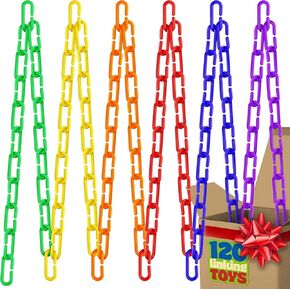 Skoolzy 120 Pcs Plastic Chain Links Rainbow - Math Links for Preschoolers, Math Manipulatives for Early Learning, Perfect for Classroom Activities, Fine Motor Skill Development