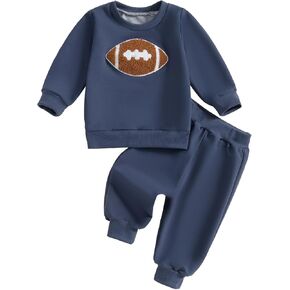 Infant Toddler Baby Boy Game Day Outfits Long Sleeve Shirts Football Sweatshirt + Pants 2Pcs Football Outfits
