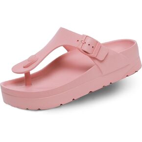 Happyo MUCHO MAHALO Maui Women's Platform Sandals, Adjustable Buckle Flat Sandals with Arch Support, EVA Foam Slides with Thick Soles Extra Cushion in Saudi Arabia