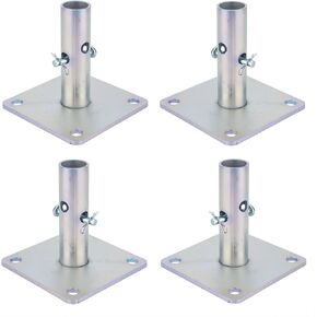 5"x5"x1-5/16"OD Galvanized Scaffold Base Plates Silver 4Pack.