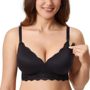MOMANDA Women's Nursing Bras for Breastfeeding Smoothing Lace Nursing Bra Wireless Maternity Pregnancy Bralette