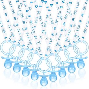 Coume 36Pcs Baby Shower Pacifiers Necklace Acrylic Baby Pacifiers Party Favors Pacifiers Charm Pacifiers Necklace for Girls Boys Baby Shower Party Decorations Gender Reveal Table Scatter (White, Pink)