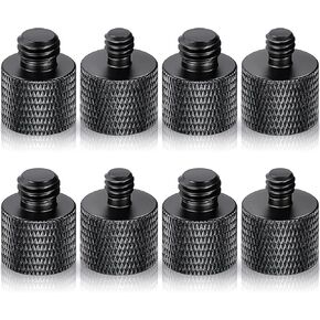 8 Pack Camera Screw Adapter 1/4 Male to 3/8 Female and 3/8 Male to 1/4 Female Camera Screw Adapter for Camera Tripod Stand Microphone Stand Mic Mount (Black)