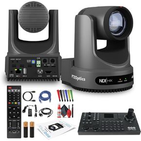 PTZOptics Move 4K SDI/HDMI/USB/IP PTZ Camera with 20x Optical Zoom (Gray) (PT20X-4K-GY-G3) + SuperJoy PTZ Camera Joystick Controller + Lens Cleaning Kit + HDMI Cable + Ethernet Cable + Color Wire Ties
