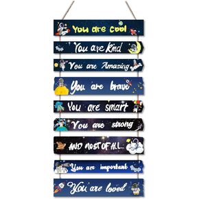 Outer Space Room Decor for Teen Boys Aesthetic, Cool Bedroom Wall Decor for Baby Boy, Navy Blue Kids Wall Art Signs, Fun Stuff Black Decorations for Nursery Bed Room Dorm Classroom Bathroom