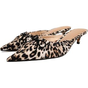 Kitten Heel Bow Mules for Women Slip On Mules Backless Low Heel Pumps Pointed Toe Wedding Party Dress Sandals Evening Party Shoes Black