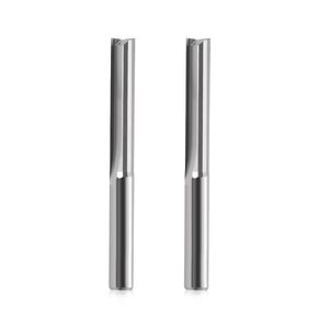 CNC Straight Router Bits 0.24 Inch (6mm) Shank, 2 Flutes Straight End Mill CNC Milling Cutter, Tungsten Steel CNC Bits 22mm CEL/50mm OAL for MDF PVC Acrylic Woodworking(6x22mm, 5PCS)