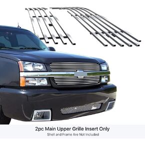 APS Premium Stainless Steel Chrome 8x6 Billet Grille Insert Compatible with Chevy Silverado 1500 SS HD 2003-2005 & 03-04 2500 3500 & 02-06 Avalanche Without Body Cladding Main Upper N19-S71756C