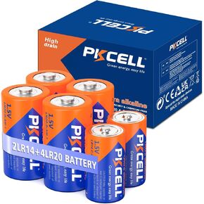 PKCELL 12 قطعة بطارية D خلية D، R20P R20 D UM1 بطارية شديدة التحمل بطارية كلوريد الزنك