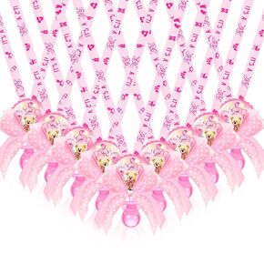60 Pcs Baby Shower Pacifier Necklace Cute Bear Acrylic Baby Pacifier Party Favors Pacifier Charm Pacifier Necklace for Baby Shower Party Decoration Table Pieces (Blue,Elegant Style)
