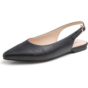 FEVERSOLE Pointed Toe Casual Slingback Flat Mules Women's Faux Suede Summer Slippers