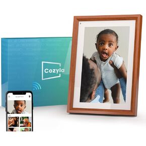 Cozyla Digital Picture Frame Multi Platform to Send Photos and Videos via Email Google Photos Instagram Phone App Free Unlimited Storage Built-in Alexa Photo Frame Electronic WiFi 10.1 Inch White